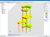 Modelo 3D da torre com pressões de superfície no RWIND Simulation (© Timbatec)