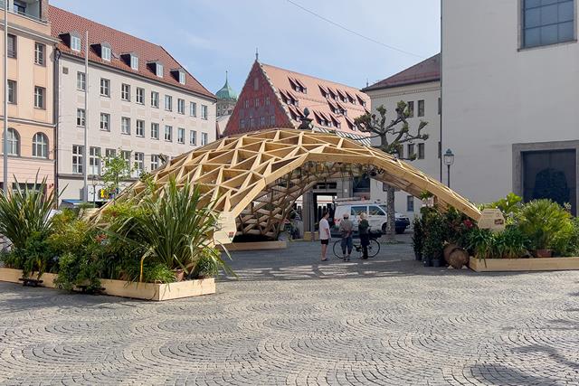 Casca de grelha em madeira "Demonstrador da Moritzplatz", Augsburg, Alemanha | © Digital Timber Construction DTC, TH Augsburg
